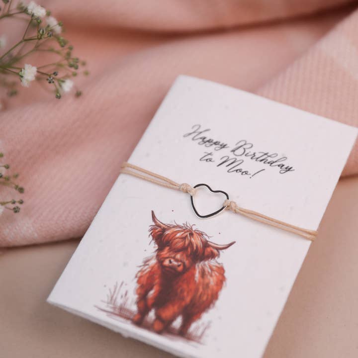 Letterbox Love Bracelets - Wholesale Charm/Dangle Bracelet - Happy Birthday to Moo Seeded Card & Bracelet