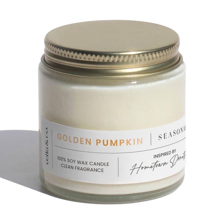 Golden Pumpkin – 4oz Fall Soy Candle, Clear Jar for wholesale by Vella & Co. by Vellabox
