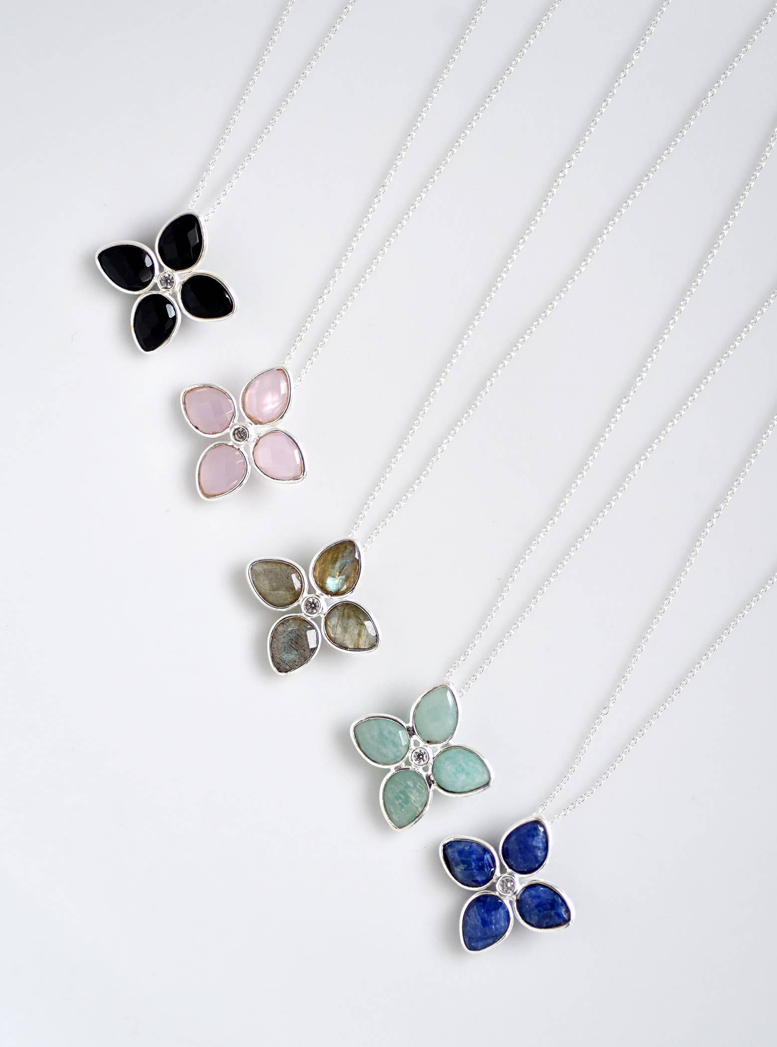 FELIX Z DESIGNS - Wholesale Pendant/Charm Necklace - 16"+2" Multi-stone Floral with CZ Necklace5