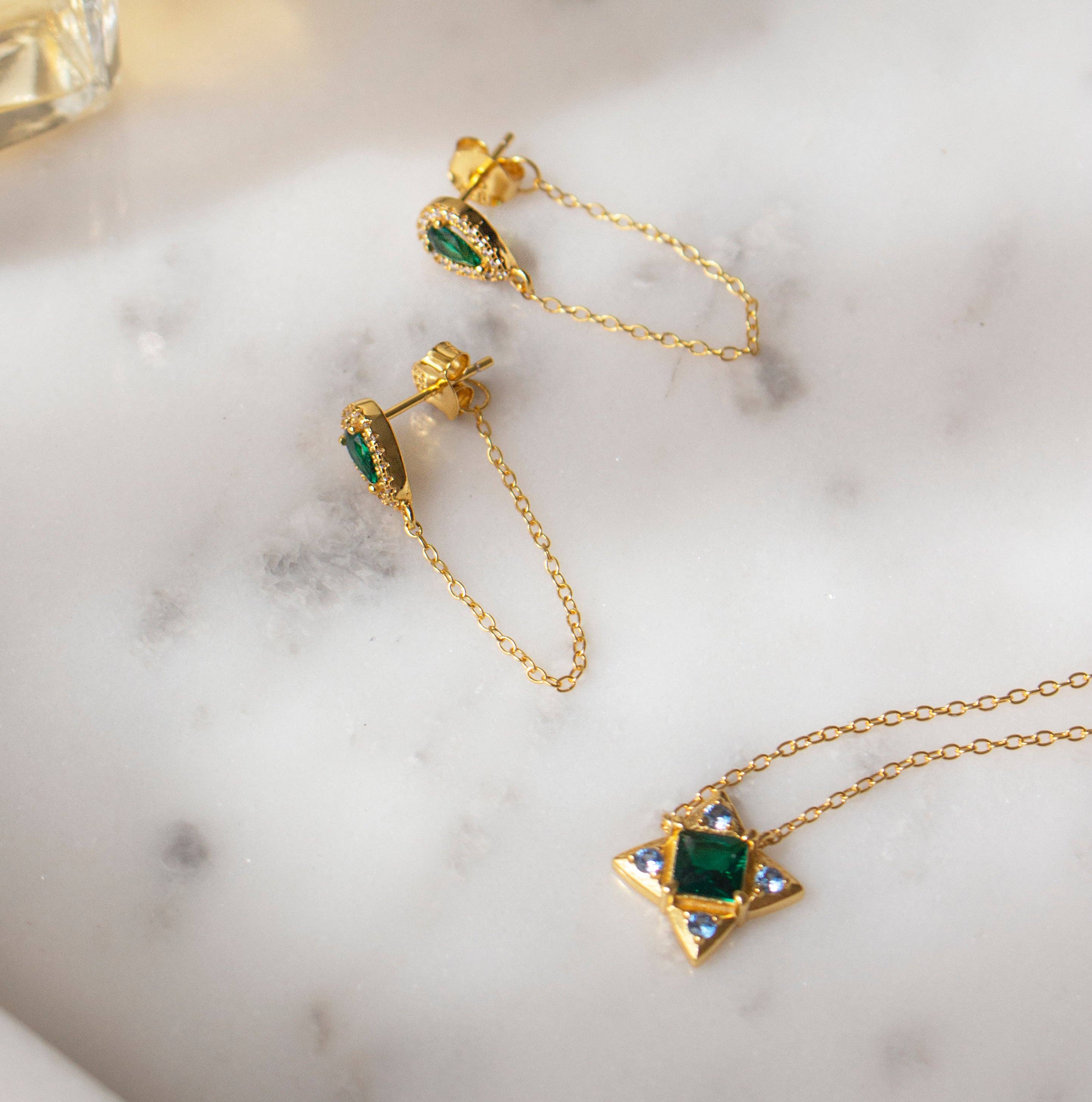 fyb jewelry - Wholesale Dangle Earrings - SIMONE CHAIN STUDS GOLD2