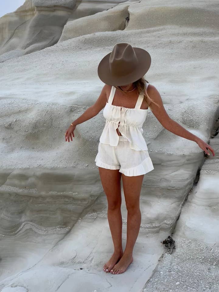 White Mykonos Blouse for wholesale on Faire4