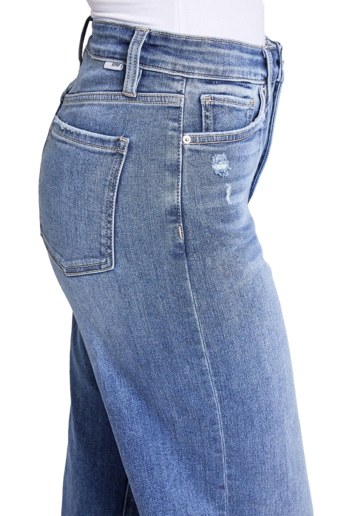Lavage moyen léger Jean large taille haute Hailey en vente sur Faire4