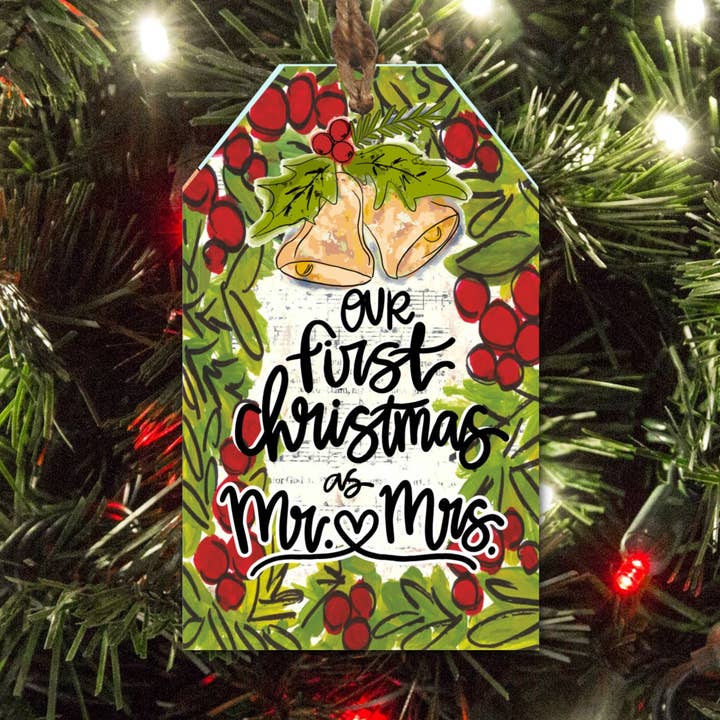 Baxter & Me - Wholesale Ornament - First Christmas Mr & Mrs Tag Ornament0