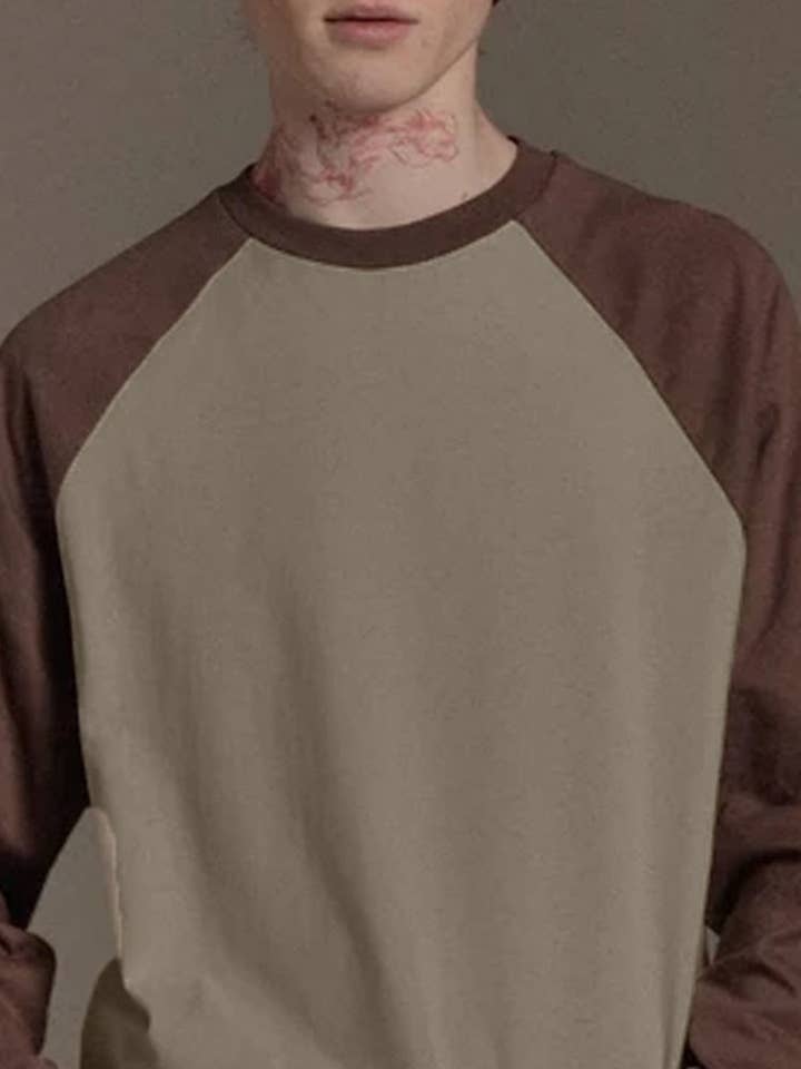 alberalkirk – T-shirt – Mulher por atacado – T-shirt Raglan de Blocos de Cor Corte Amplo Peso Médio N5Z2571