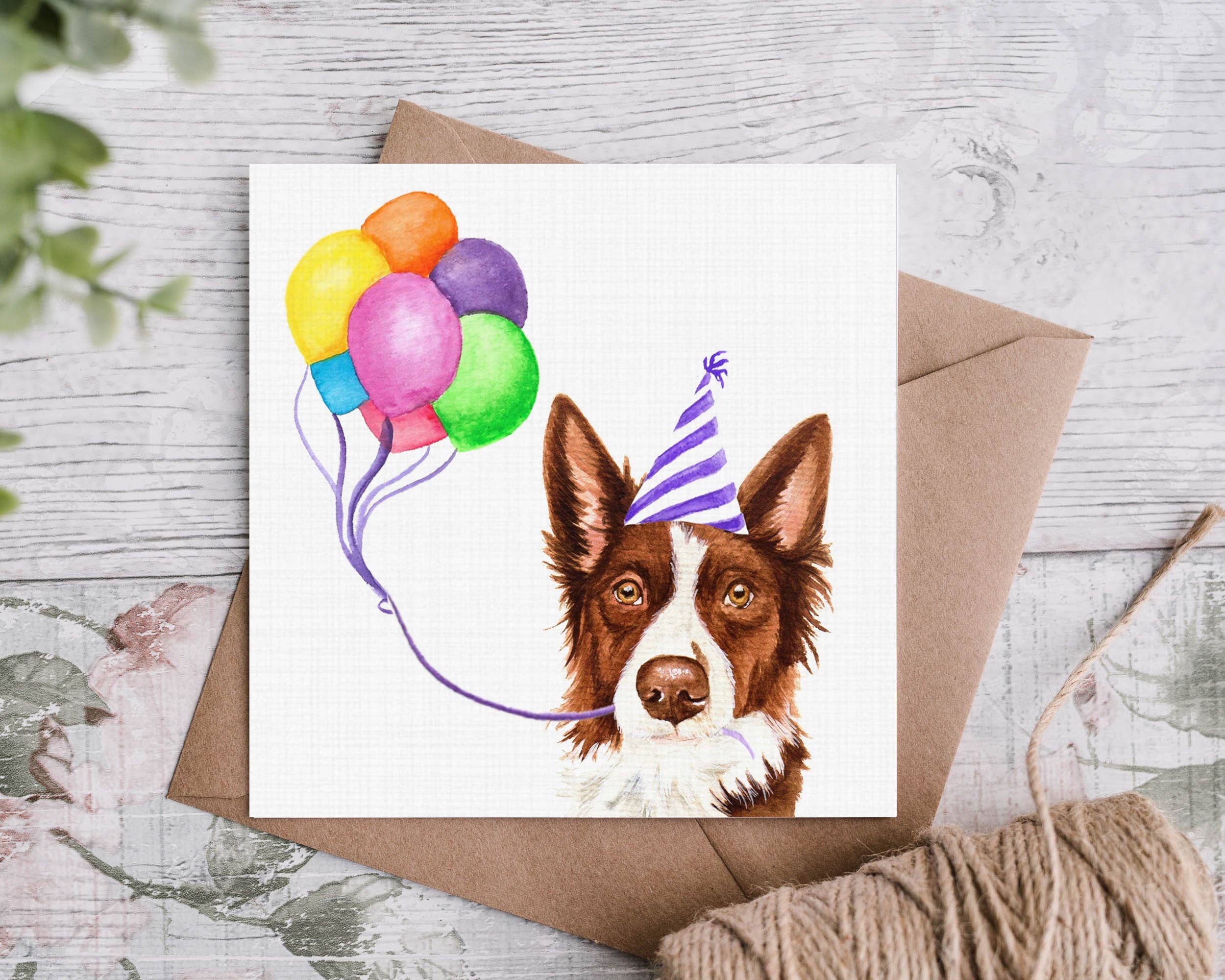 Cloud Jellybean Art – Engroshandel Fødselsdagskort – Red Border Collie Fødselsdag Dag-kort