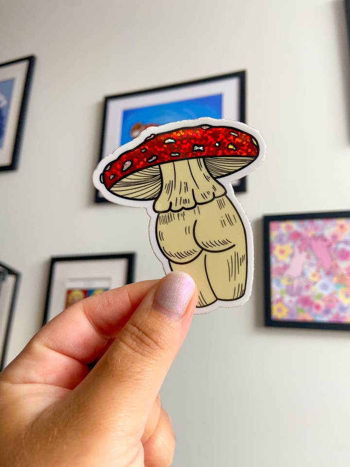 Vinyl Sticker (Mushroom Bum) for wholesale by Wild Rabbit Beads