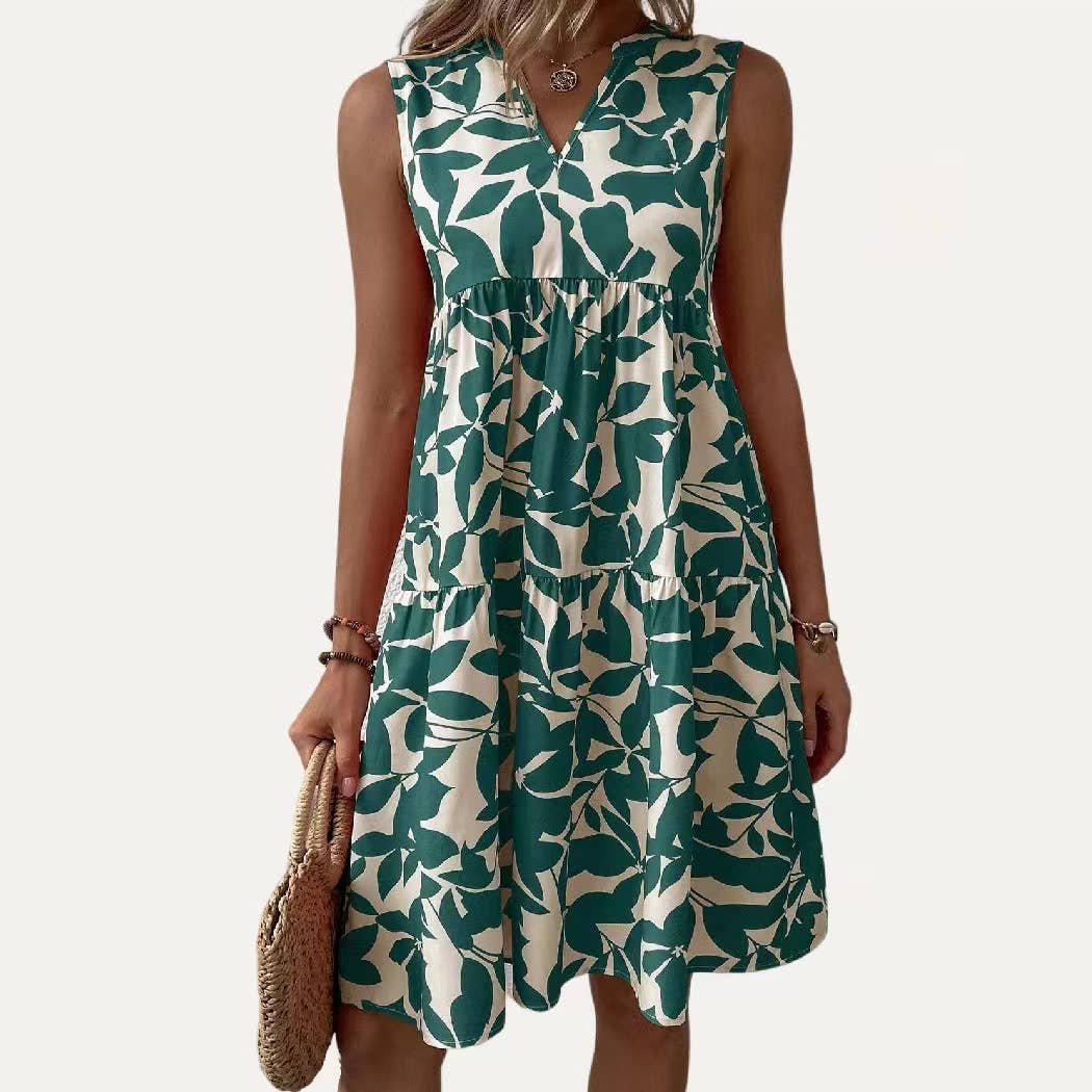 The Moment Collection - Vendita all'ingrosso Vestito - Donna - Mini abito senza maniche con scollo a V con stampa chic4