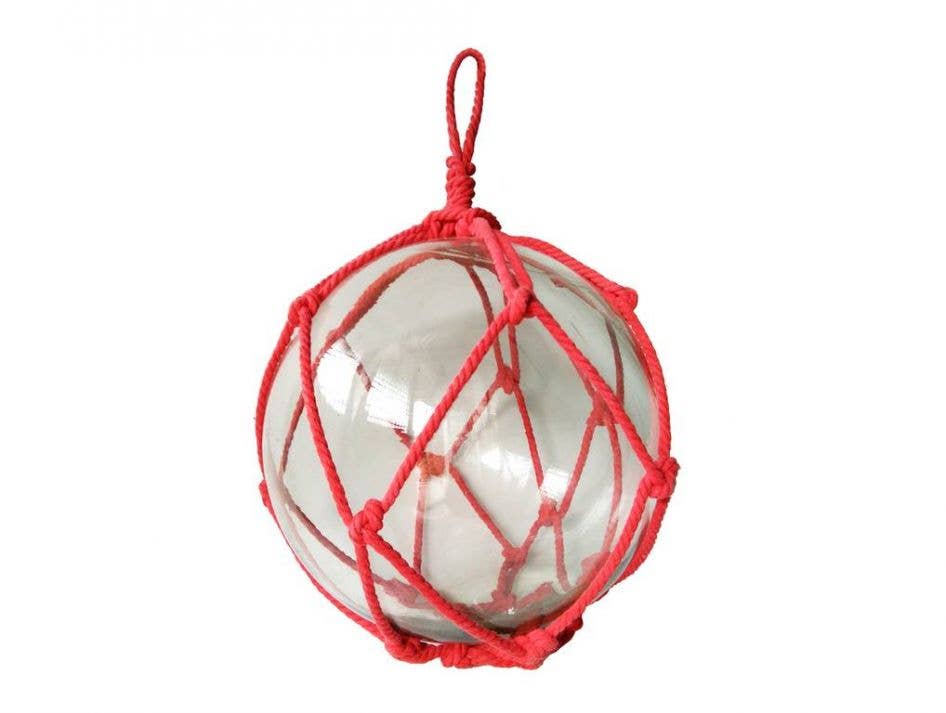 Wholesale Clear Japanese Glass Ball Fishing Float with Red Netting  Decoration 12 for your store - Faire