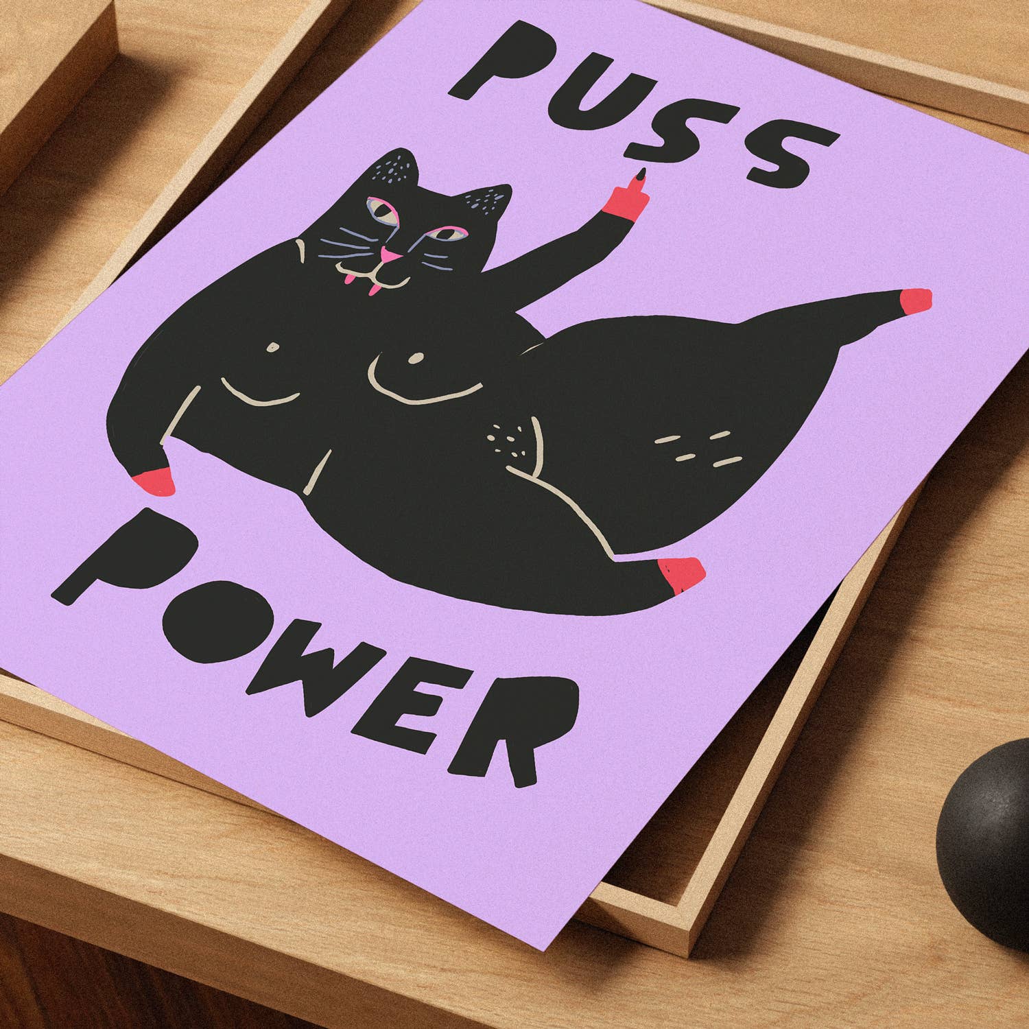 Kuku Studio - Wholesale Art Print - Puss Power - Cat Art Illustration Feminist Print3