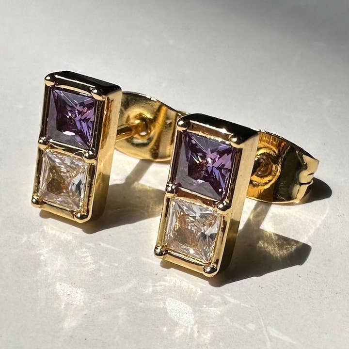 Domino Duo Studs for wholesale by Honeycat Jewelry