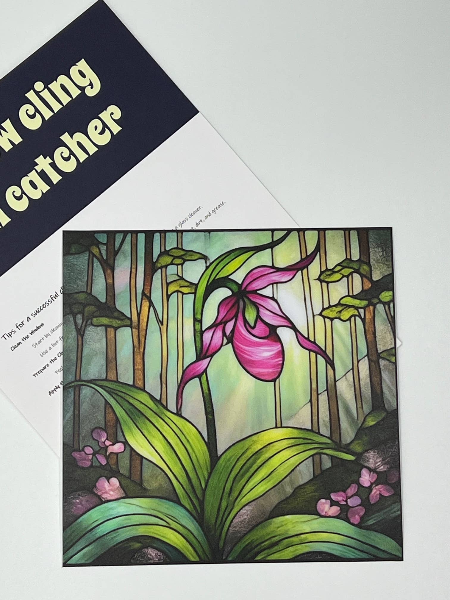 Cosmic Artware - Wholesale Suncatcher - Stained Glass Vinyl Window Cling, Pink Lady Slipper3