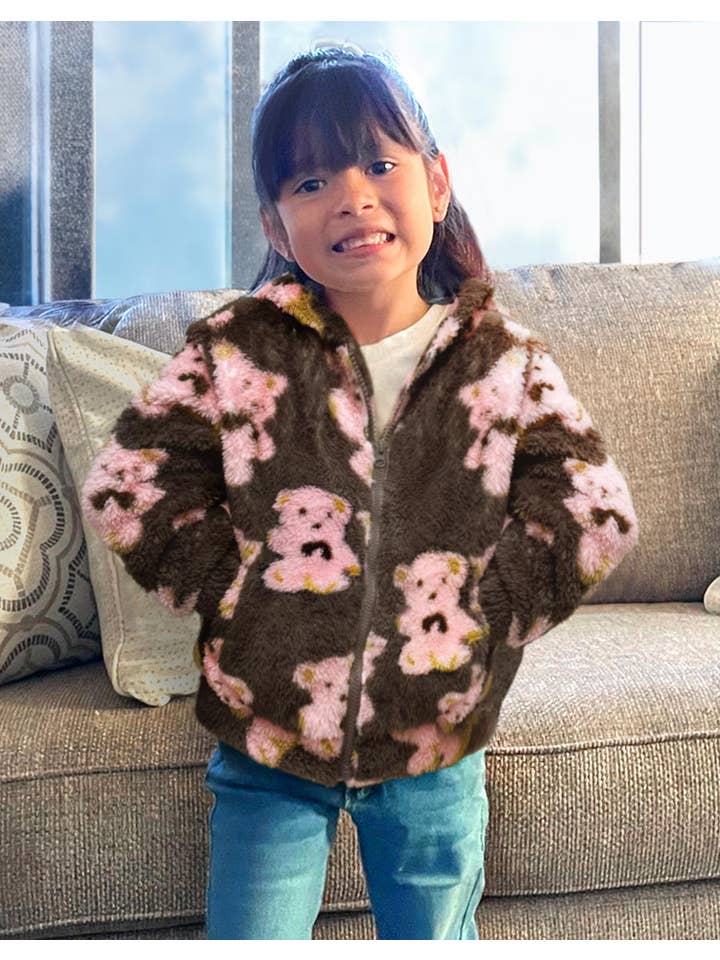 Cutie Patootie Clothing - Wholesale Jacket - Kids - TFJ-K24-9039T Toddler's Coral Fleece Teddy Hoodie Jacket