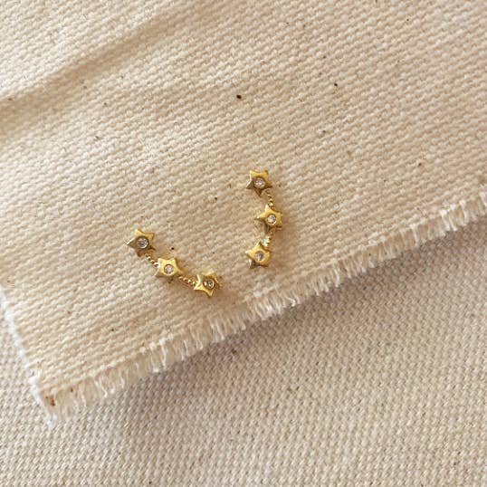 18k Gold Filled Three Stars Ear Climber Earrings for wholesale by GoldFi