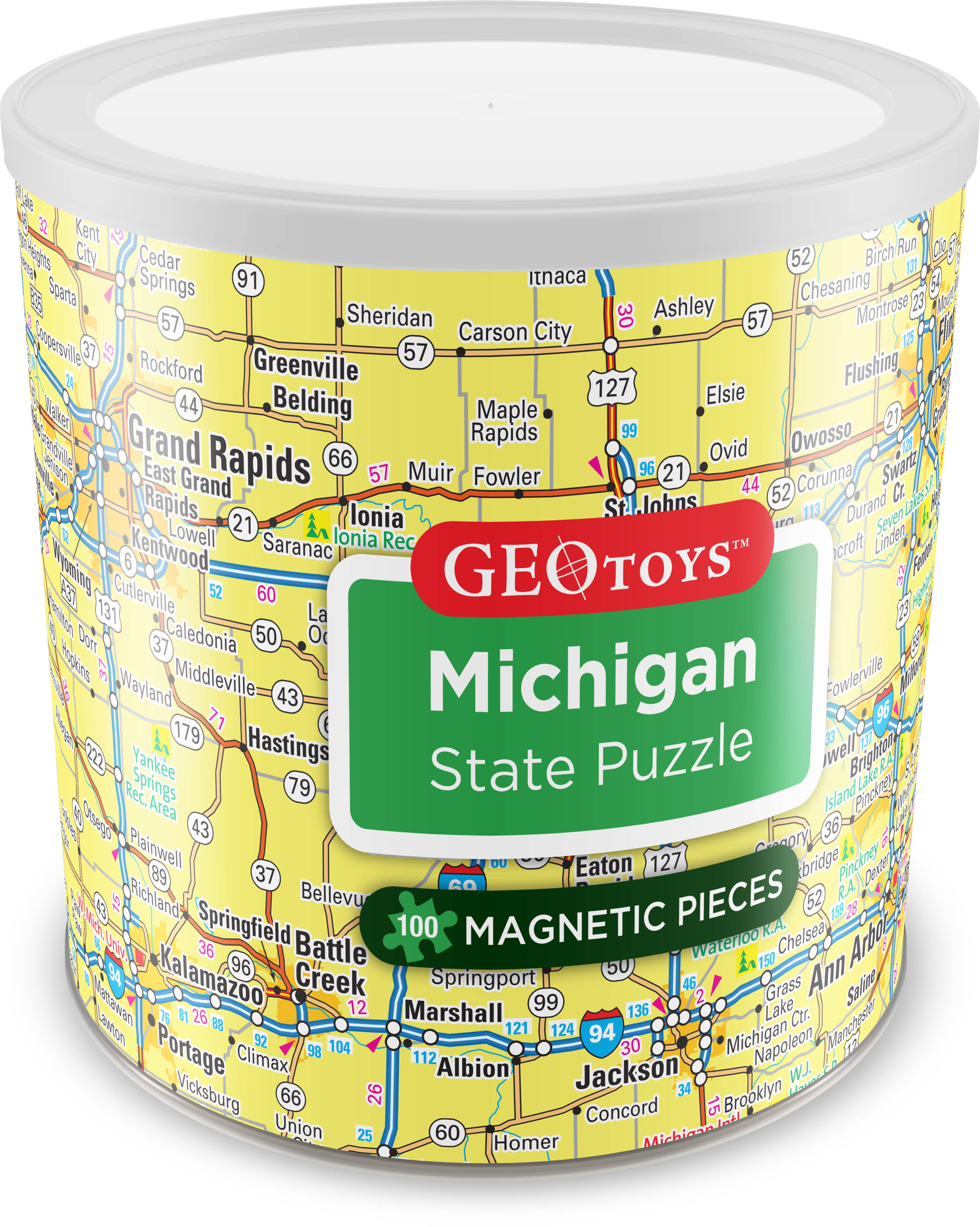 Geotoys - Wholesale Puzzle - Kids - Geotoys 100 Piece Magnetic Puzzle - Michigan
