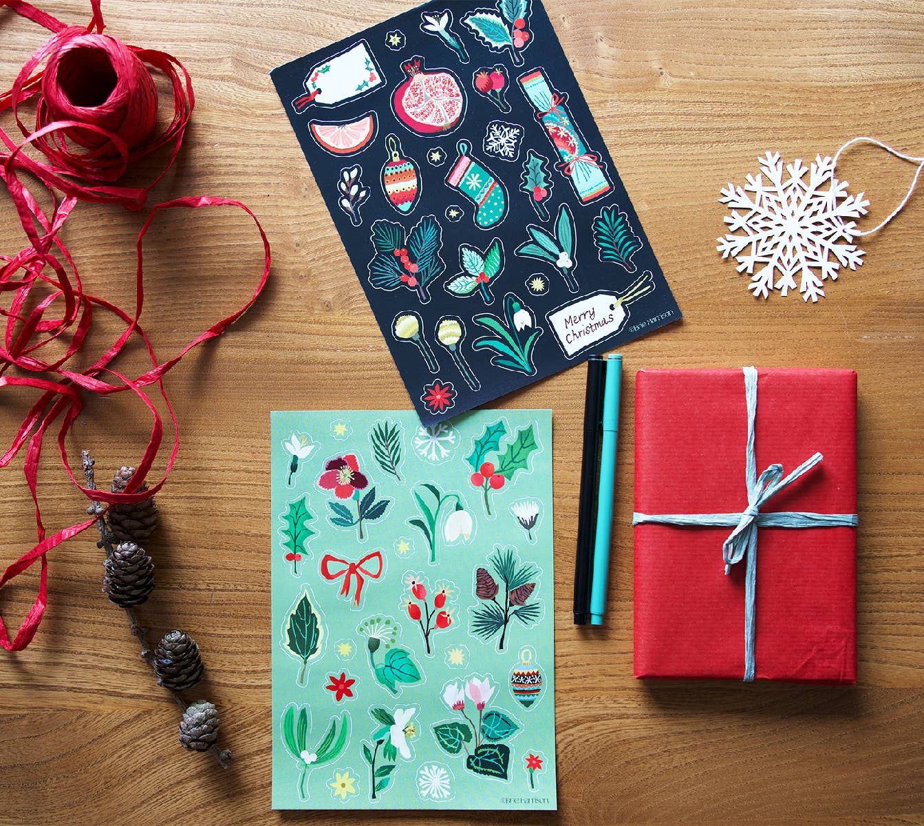 Brie Harrison Ltd - Vente Autocollant - Pack de feuilles d'autocollants - Design de Noël2