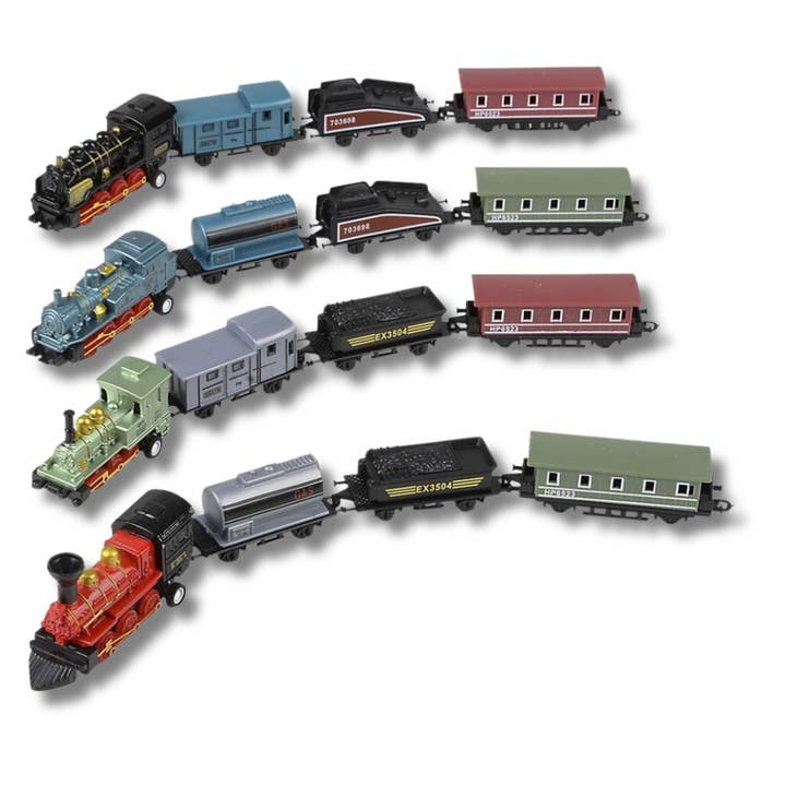 Die-Cast Pull Back Mini Toy Train Set For Kids- Assorted for wholesale by JSBlueRidge Toys