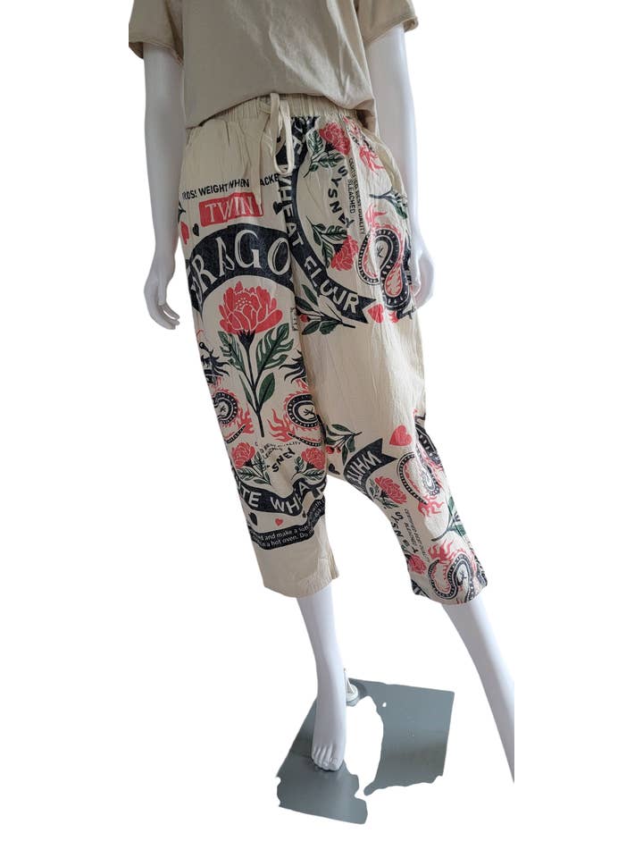 Evergreen Guardian Imports - Wholesale Pants - Unisex - TT2454 Flour Sack Drop Crotch Harem Pants Dragon Rose1