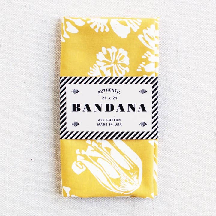 Abracadana - Vente Bandana – unisexe - Bandana Floral Jaune Doré2
