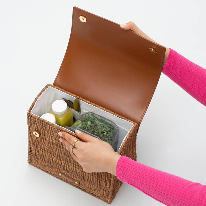 Modern Picnic - Wholesale Lunch Bag/Box - Wicker Lunchbox – Insulated Wicker Beach Cooler Bag