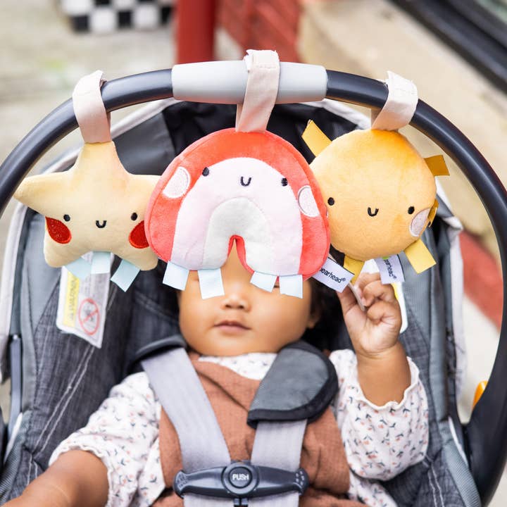 Pearhead - Wholesale Crinkle Tag Toy - Baby - Rainbow Sun and Stars Stroller Toys, Set of 31