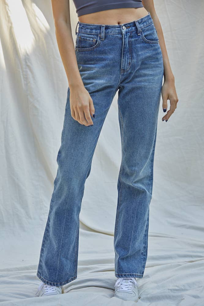 BD245 | High Rise Non-Stretch Wide Leg Bootcut Denim Pants for wholesale on Faire