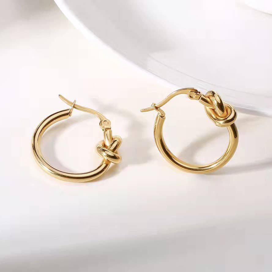 Melange Blanc - Wholesale Hoop Earrings - Molly knot earrings, gold earrings, gold hoop, knot earring0