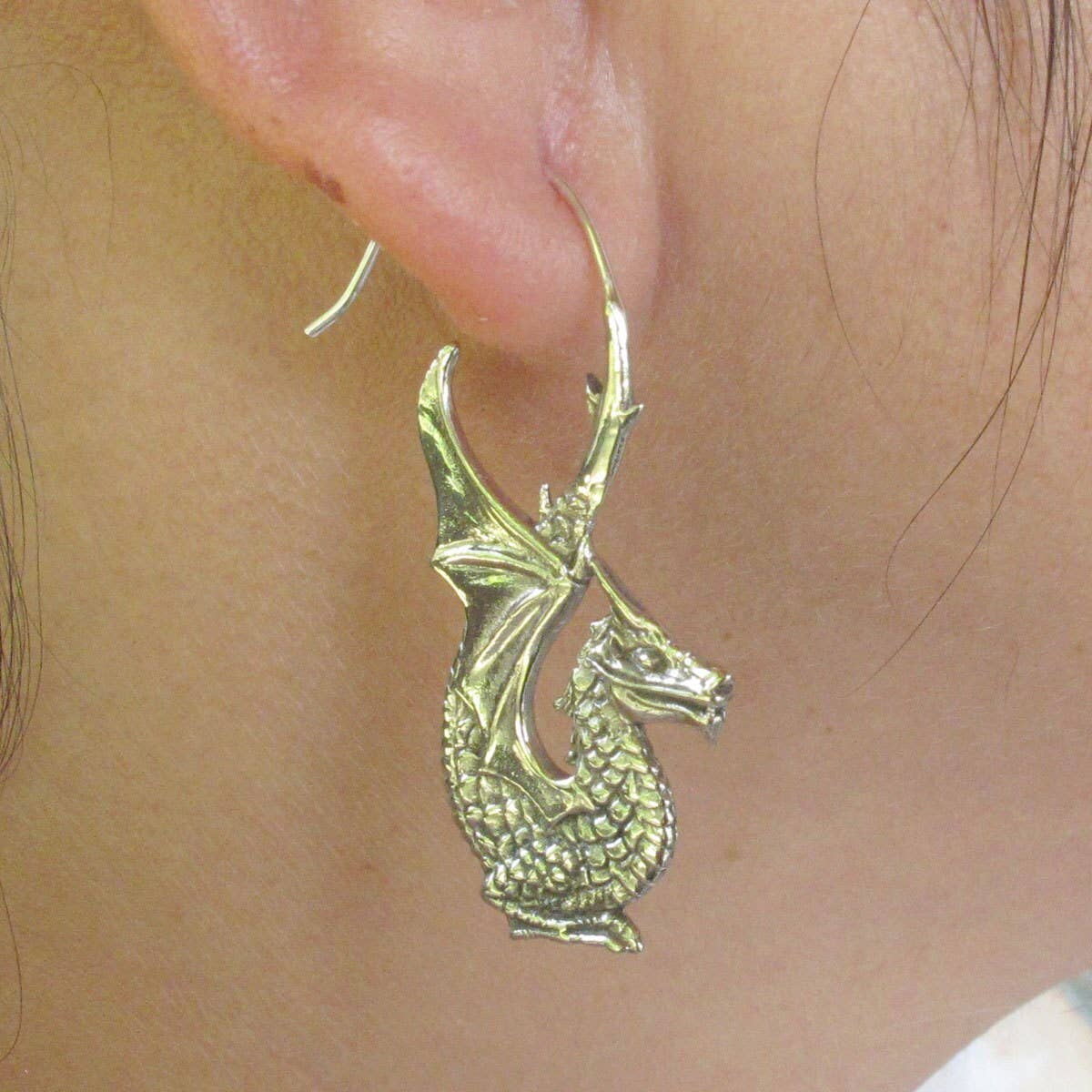 Ajmer by Jodi - Wholesale Dangle Earrings - Dragon Earrings~ Yellow or White Brass with Sterling wires3