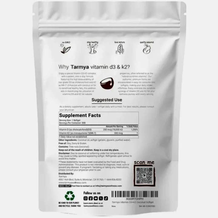 Cozy Trends - Wholesale Oral Supplement/Vitamin - Vitamin D3 & Vitamin K2 (MK-7) Softgels 300 High Strength2