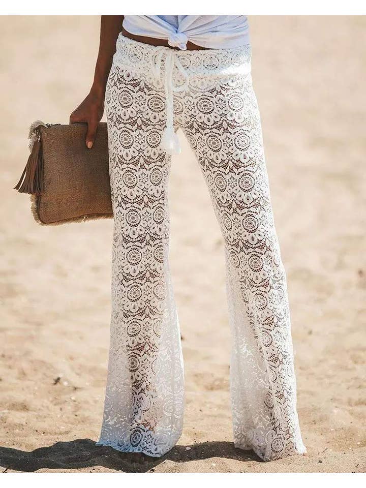 Queen Fashion – Engroshandel Strandbadekåbe – Dame – hule hæklede blondebukser med snor