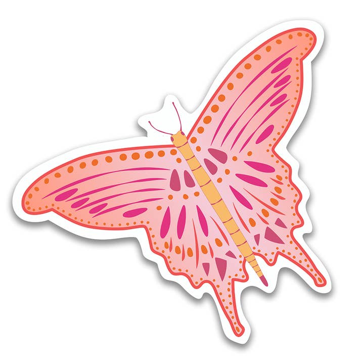 Sticker - Pink Butterfly for wholesale by Karen Eide Studios