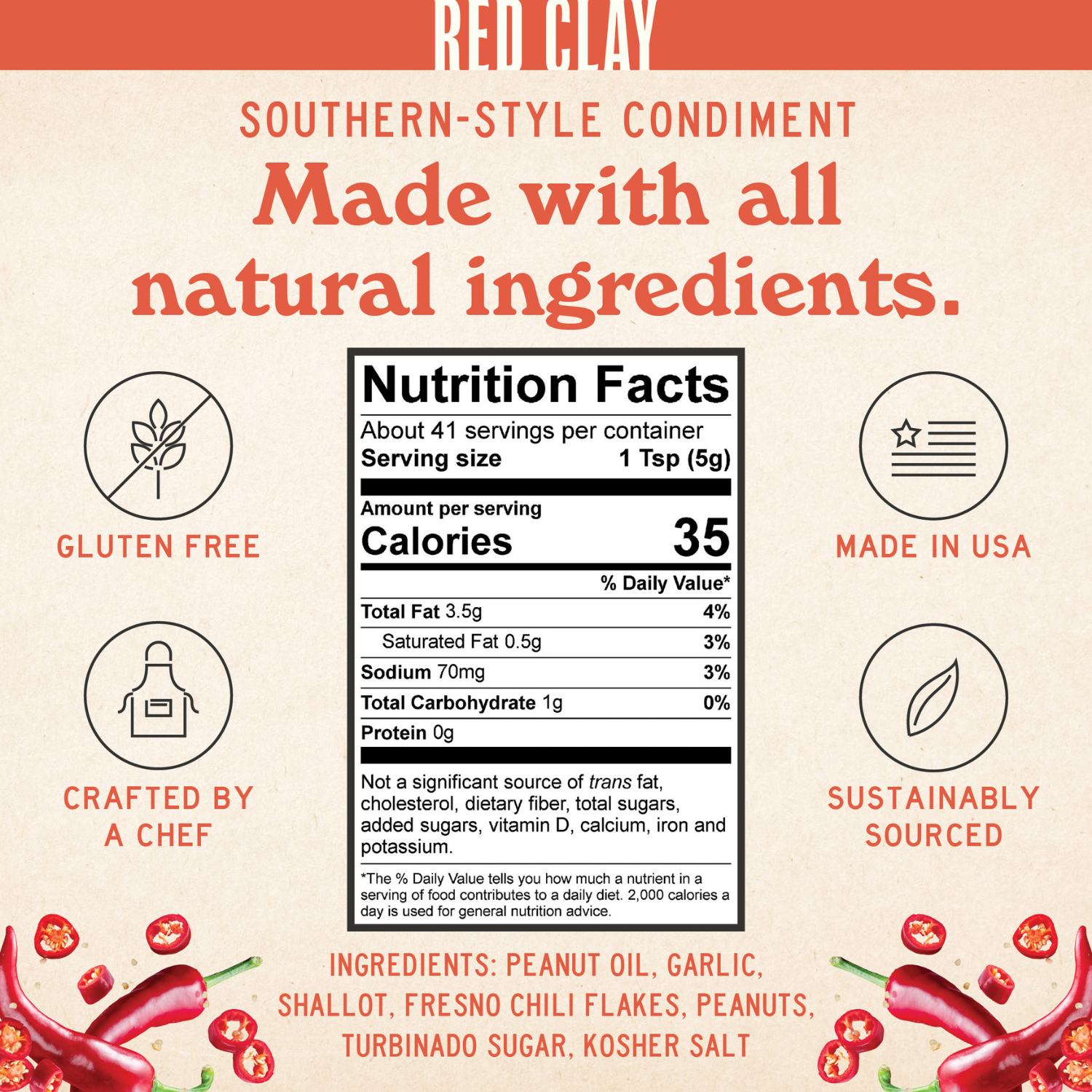Red Clay Hot Sauce - Vente Sauces piquantes - Croustillant de piment épicé du sud - Condiments épicés, croustillant de piment1