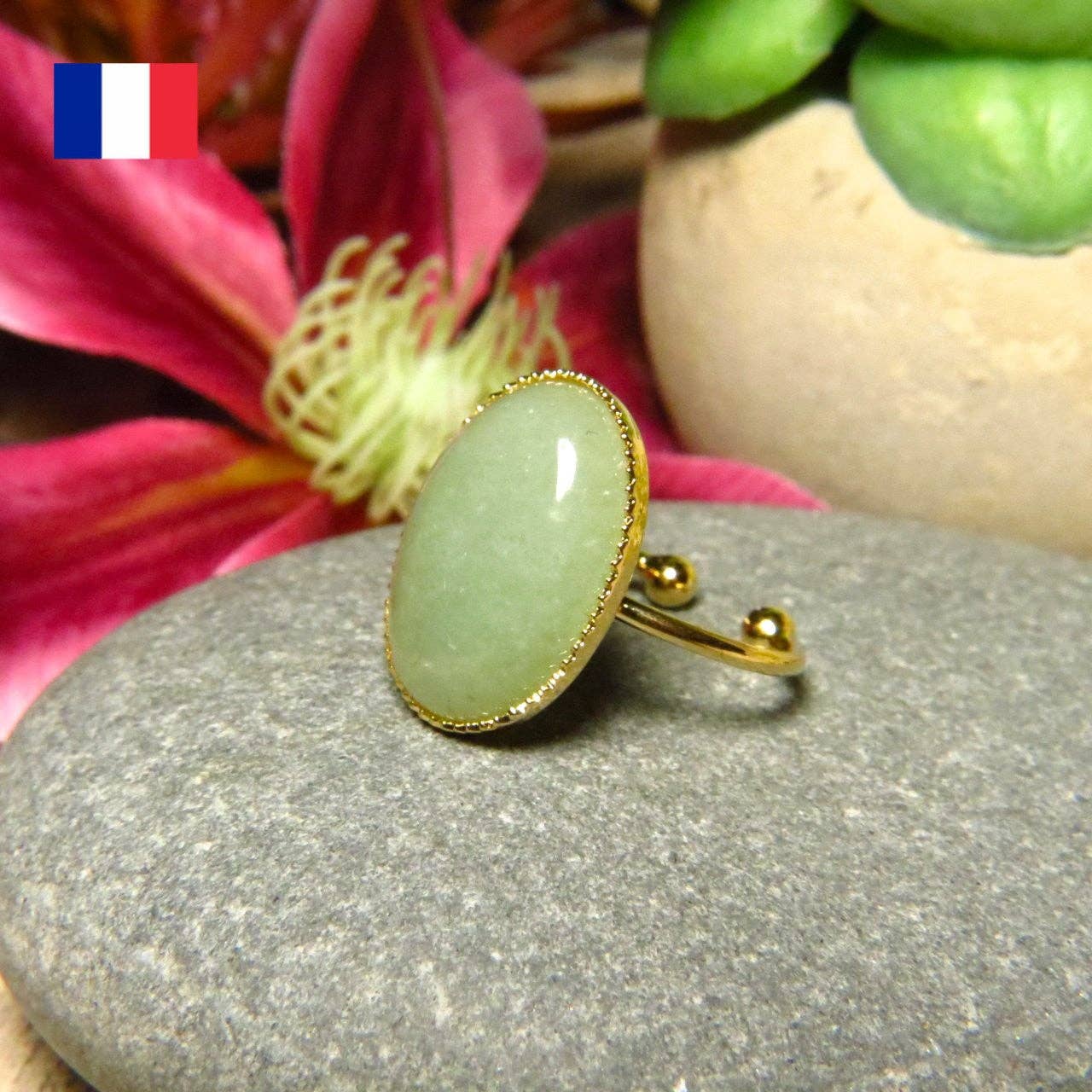 TOURMALYN - Wholesale Cocktail/Statement Ring - Fine gold gilded Aventurine stone ring6