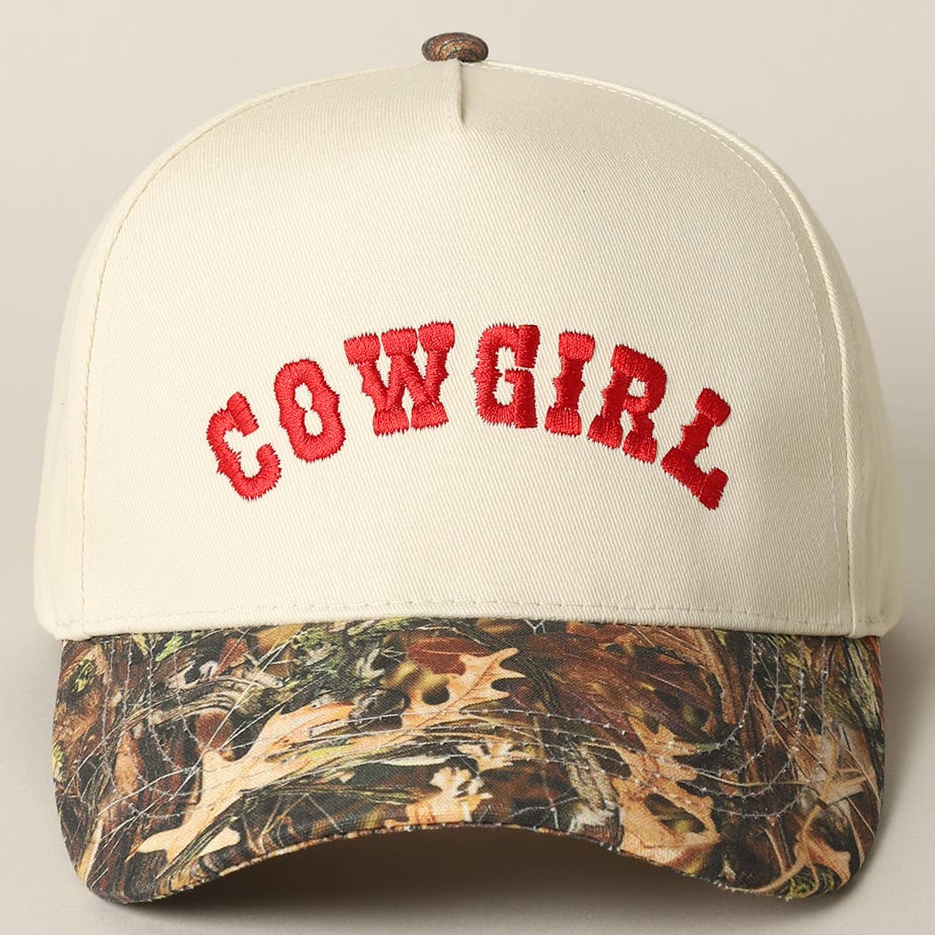 Fashion City - Wholesale Trucker Hat - Unisex - COWGIRL Lettering Embroidery Camo Two-Tone Cap16
