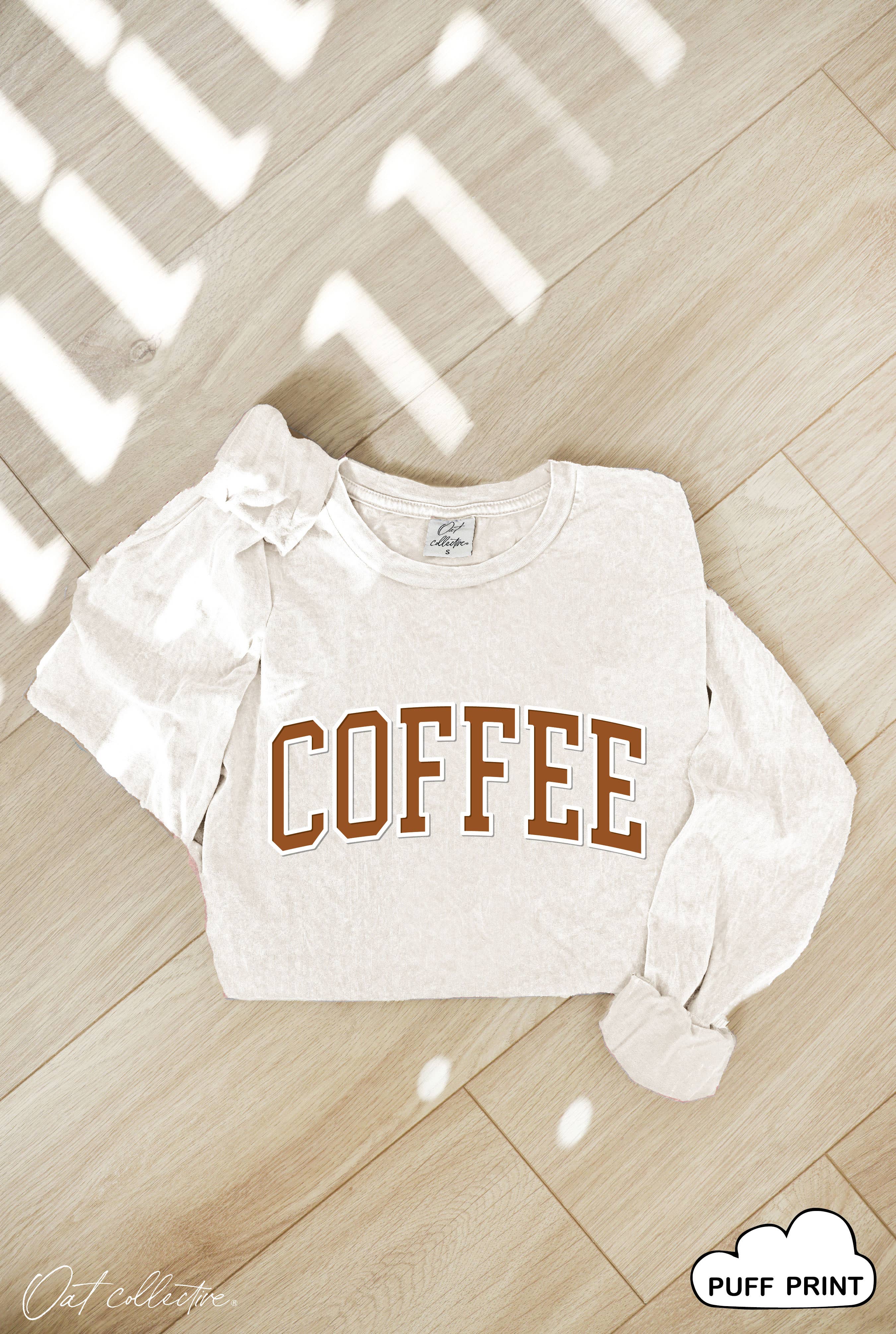 OAT COLLECTIVE - Wholesale T-shirt met print - Dames - COFFEE PUFF Mineral Washed afbeelding met lange mouwen 2