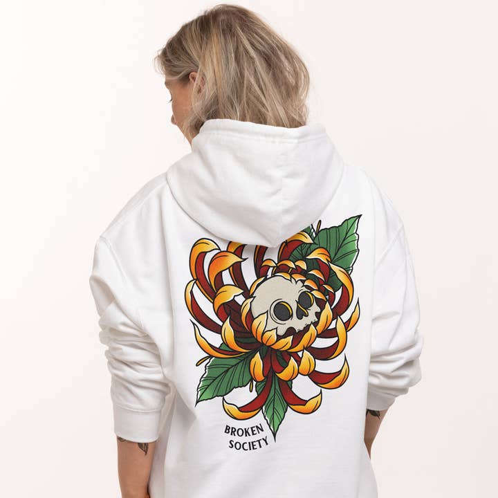 Hoodie Fleur Crâne (Unisexe) pour la vente par Broken Society