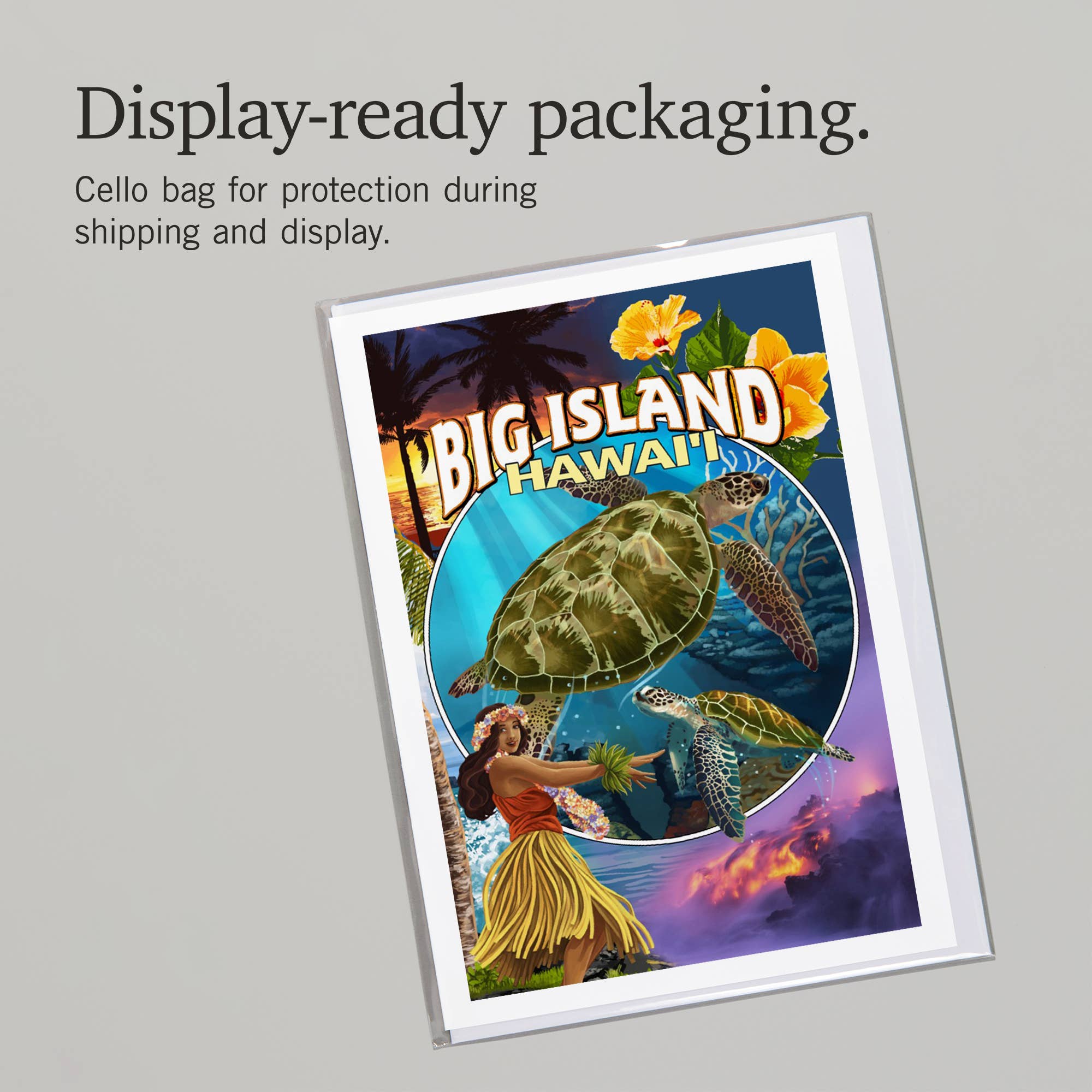 Lantern Press - Vendita all'ingrosso Biglietti di auguri generici - CARTOLINA Isola Grande, Hawaii, Montaggio Isola Grande6
