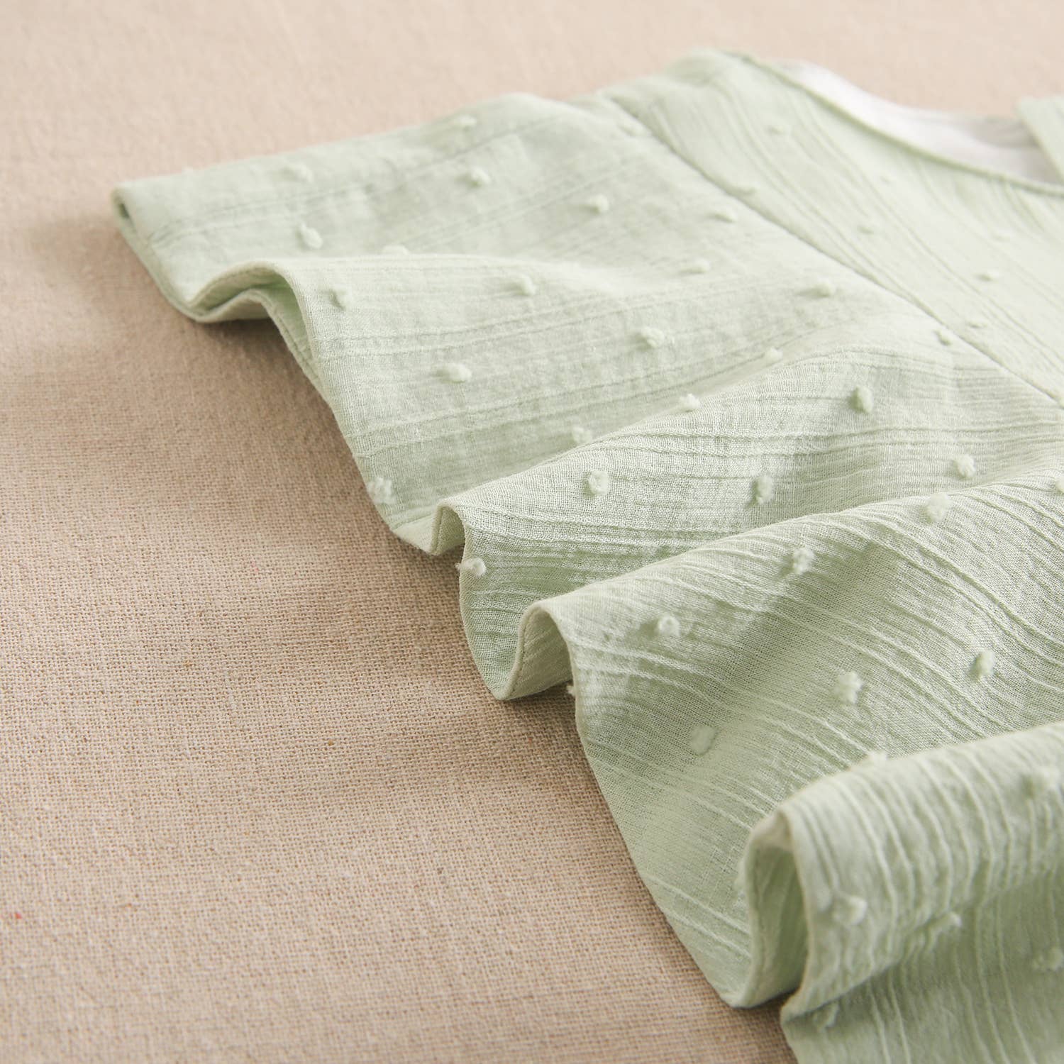 Dadati - Wholesale Overalls - Kids - Girl's jumpsuit with ruffle in light green plumeti4