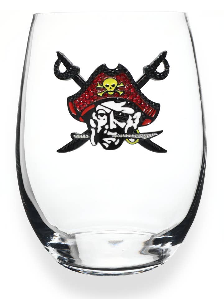 Pirate Jeweled Stemless Wine Glass for wholesale by The Queens' Jewels®