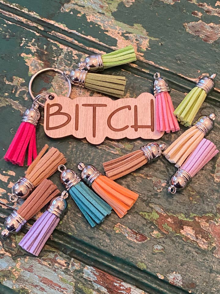 Bitch keychain with tassel for wholesale by Suchfungoods