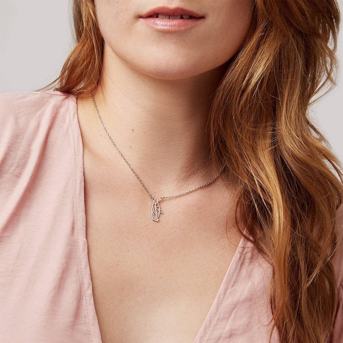 Annie Oak – wholesale Pendant/charm necklace – Penguin Geometric Necklace Silver1