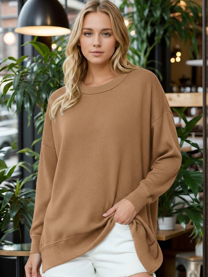 Burgundy Apparel - Wholesale Sweatshirt - Women's - BUTTER SOFT STRETCH RIBBED KNIT SWEATSHIRT2