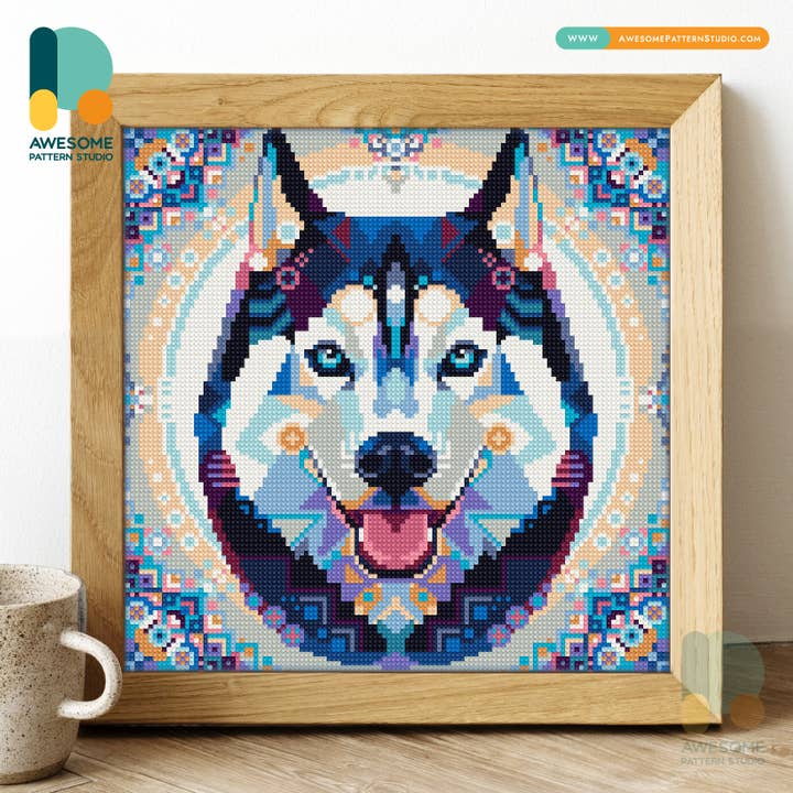 DS795-120x120 Siberian Husky, Diamond Painting Kit for wholesale by Awesome Pattern Studio