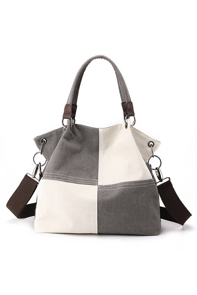 UNISHE – Engroshandel Skuldertaske – til kvinder – Colorblock skuldertaske i lærred MOQ 3 stk ZYB0032