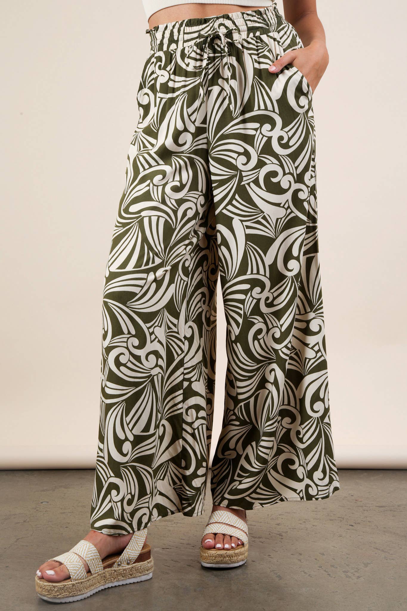 VERY J - Wholesale Broek - Dames - NP70715-Printed Wide Leg Lange Broek2