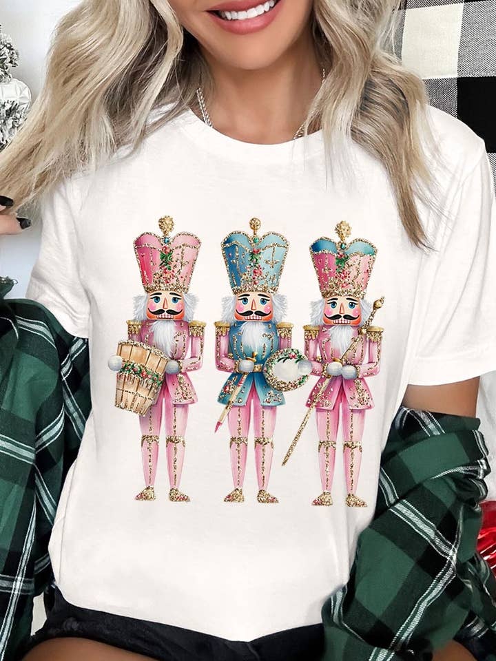 Pink Christmas Nutcracker Graphic Tee for wholesale by Pink Irene Wholesale