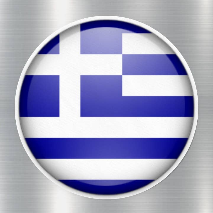 Greek Button Flag Sticker for wholesale by GraffMerch.com
