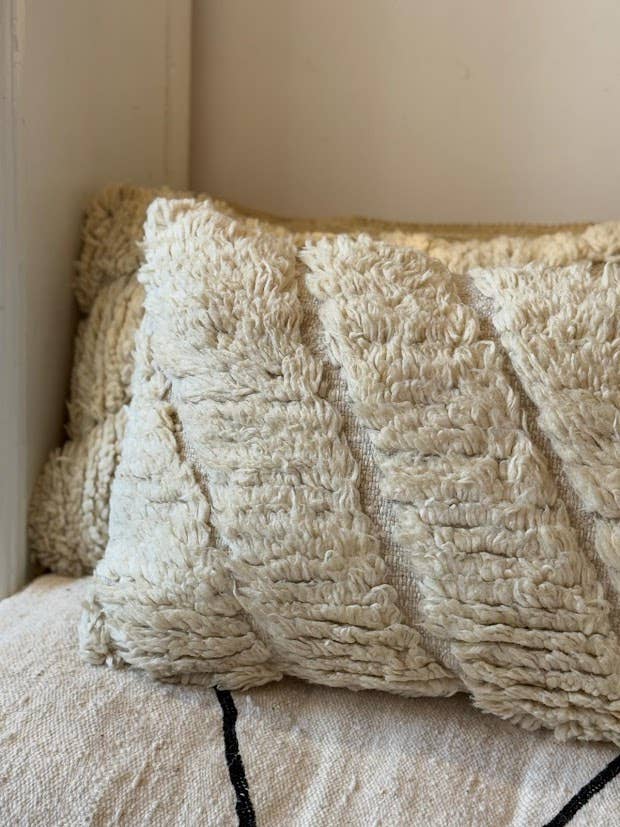 NOMAD BY LIV - Vendita all'ingrosso Fodera cuscino decorativo - Fodera per cuscino Beni Ouarain fatta a mano - Avorio (60 x 40 cm)5