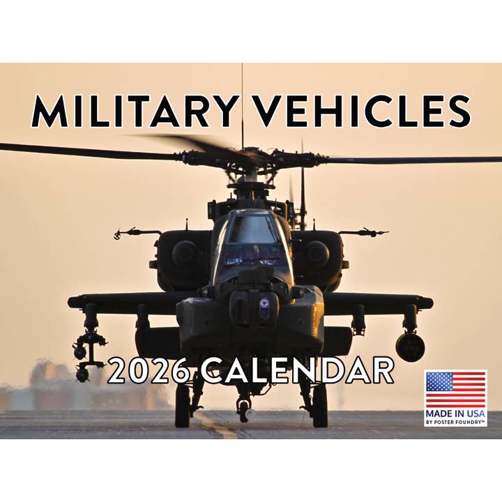 Multicolore Calendrier Militaire 2026 Véhicules Armée Marine Calendrier Mural Mensuel 12 Mois | Fabriqué aux États-Unis en vente sur Faire