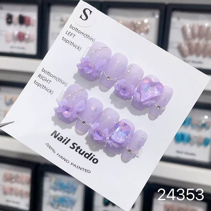 Press on Nails fatto a mano 24353 per la vendita all'ingrosso da parte di foamboxnail