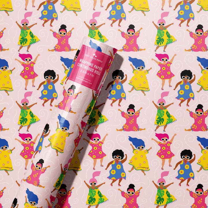 Dancing Girls | 7ft Continuous Roll Wrapping Paper for wholesale by Lucy Loves Paper